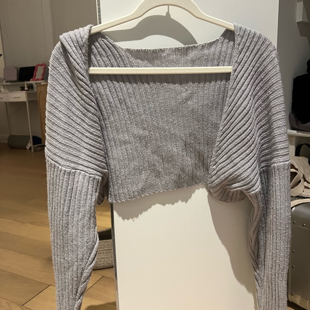 Gray Ribbed Knit shrug